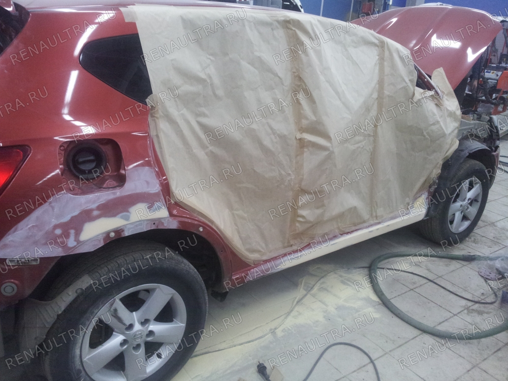 Nissan Qashqai / Ремонт правой стороны кузова, покраска заднего бампера. / СТО Р-Кузов / ремонт